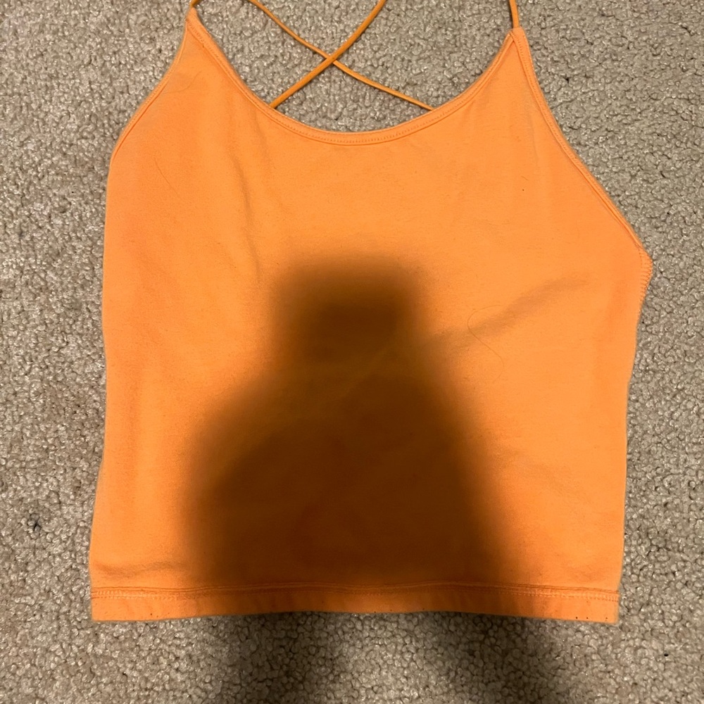 Orange halter top.